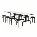 Ver imagem 1 de Mesa para Refeitório Escamoteável 08 Lugares Mdp Branco de 25 Mm - Assento Preto - 50804