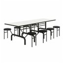 Ver imagem 3 de Mesa para Refeitório Escamoteável 08 Lugares Mdp Branco de 25 Mm - Assento Preto - 50804
