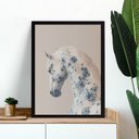 Ver imagem 1 de Quadro Decorativo Cavalo Soft Flores Azuis 45x34cm:moldura Preta