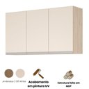 Ver imagem 3 de Armário Aéreo Isabela 118cm 3 Portas MDF Porta de Bater Amêndoa Milani Movelaria