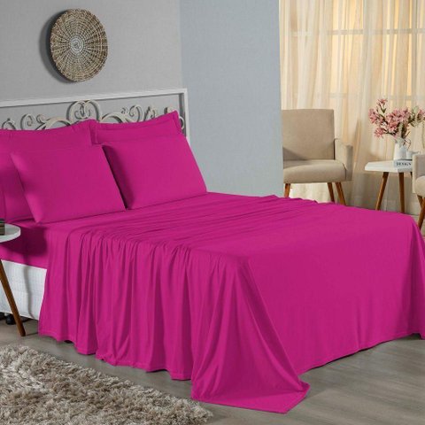 Lençol de Cima Solteiro Nobre 1 Peça 1,60m X 2,40m Malha 100% Algodão - Pink