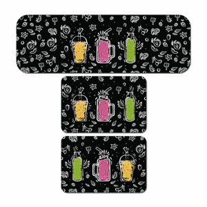 Kit de 3 Tapetes para Cozinha Drinks Antiderrapante