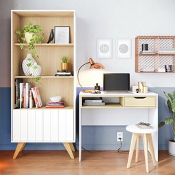 Escrivaninha Estudo Bit com Estante de Livros Link Branco Fosco Tauari Nobre Colibri Moveis - 1