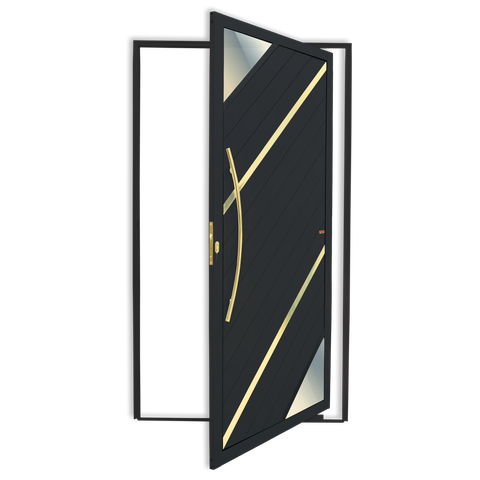 Porta Pivotante Lambril Oasis c/Puxador e. Super Preto Dourado 100 Brimak
