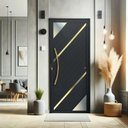 Ver imagem 2 de Porta Pivotante Lambril Oasis c/Puxador e. Super Preto Dourado 100 Brimak