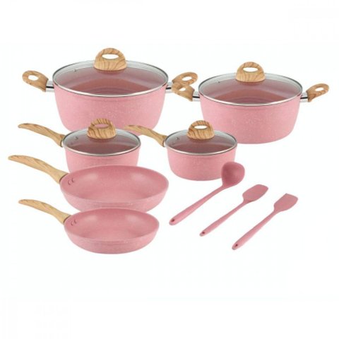 Conjunto Panelas Flamingo 9pcs Indução Casa Ambiente