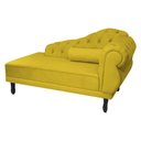 Ver imagem 2 de Recamier Decorativo Divã Larissa Lado Esquerdo Couro Amarelo Pés Madeira Mz Decor