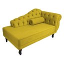Ver imagem 1 de Recamier Decorativo Divã Larissa Lado Esquerdo Couro Amarelo Pés Madeira Mz Decor