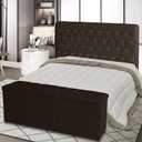 Ver imagem 2 de Kit Cabeceira de Cama Box e Calçadeira Baú Paris Queen 160 Cm Capitonê Courino Marrom do Lar Móveis