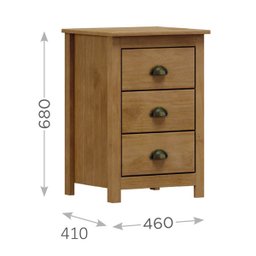 Mesa de Cabeceira 3 Gavetas Topázio Freijó Madeira Pinus - Finestra - 2