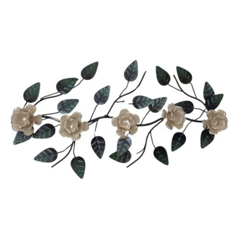 Enfeite de Parede Decorativo Todo de Ferro 5 Rosas:bege