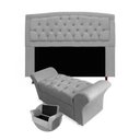 Ver imagem 1 de Kit Cabeceira Geovana e Calçadeira Veneza Solteiro 100cm Suede Renascer Decor:Cinza