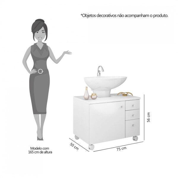 Gabinete para Banheiro 1 Porta Mimo Albatroz Móveis (Não Acompanha Cuba) - 4