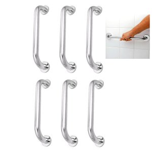 Alça de Apoio 30cm Barra Inox Kit 6 Unidades Idoso Cadeirante Deficiente Banheiro Box Segurança Supo