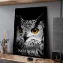 Ver imagem 1 de Quadro Decorativo Motivacional Coruja em Sabedoria em Moldura Caixa Tacolado Papel de Parede Moldura