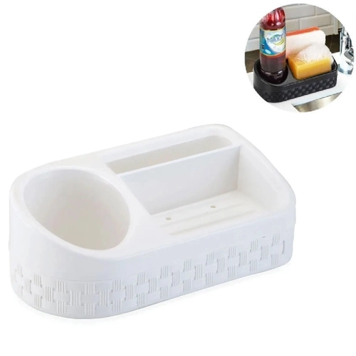 Porta Sabao Detergente Esponja Multiuso Branco para Cozinha - 1