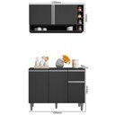 Ver imagem 3 de Balcão Gabinete de Cozinha e Armário Aéreo Vanessa Cinza Escuro - Desk Design