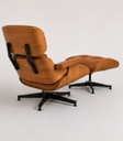 Ver imagem 2 de Poltrona Charles Eames com Puff - Freijó em Couro Caramelo