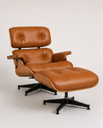 Ver imagem 1 de Poltrona Charles Eames com Puff - Freijó em Couro Caramelo