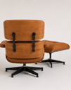 Ver imagem 3 de Poltrona Charles Eames com Puff - Freijó em Couro Caramelo