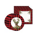 Ver imagem 1 de Kit Sousplat + Guardanapo Natal Fundo Rena - 4 Peças - com Base