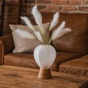 Ver imagem 2 de Vaso Decorativo em Madeira e Vidro Branco Fosco 25x19cm