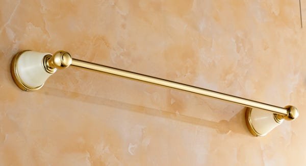Porta Toalha Longo / Toalheiro em Metal Dourado - Acabamento com Detalhe em Pedra - Lms-ab86224g - 2