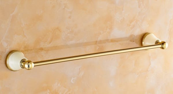 Porta Toalha Longo / Toalheiro em Metal Dourado - Acabamento com Detalhe em Pedra - Lms-ab86224g - 1