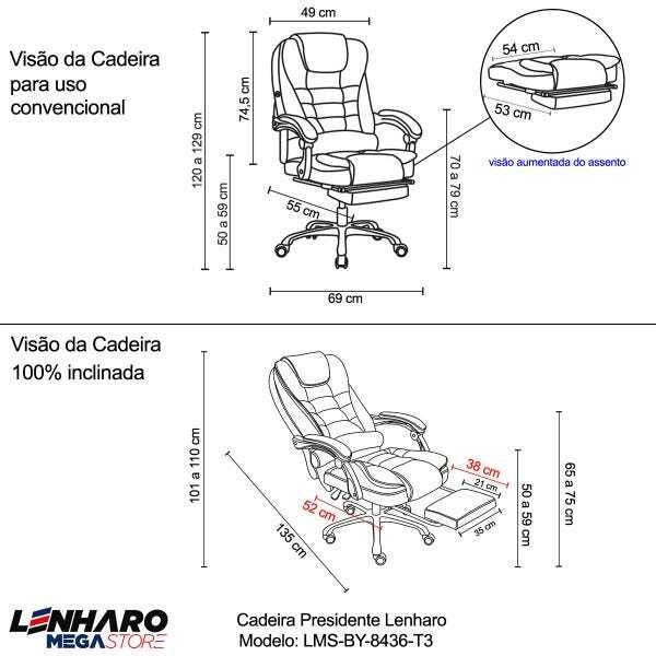 Cadeira de Escritório Giratória com Apoio para Os Pés - Lms-By-8436-T3 - 4