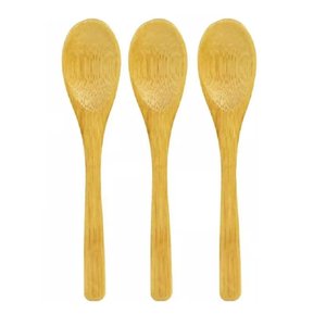 Kit C/ 3 Mini Colheres Bambu Madeira Espátula Pequenas Isolante Térmico Resistente Cozinha Gourmet