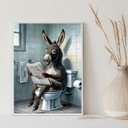 Ver imagem 2 de Quadro Divertido Banheiro Burro Lendo Jornal 33x24cm:moldura Branca