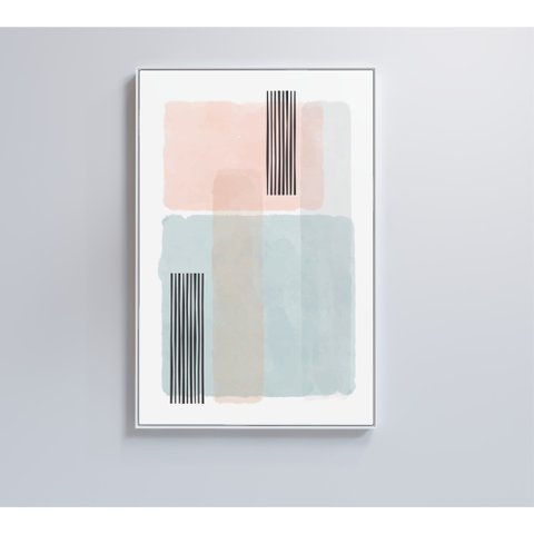 Quadro Abstrato Rosa e Azul - 60x90 Cm - Adesivo Fotográfico