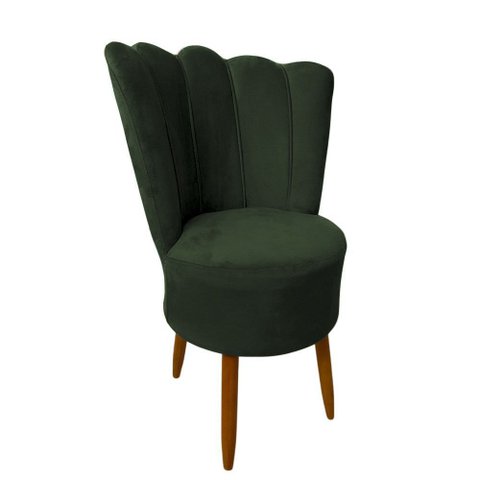 Cadeira Poltrona Decorativa Pétala Veludo Luxo Premium Pés Retrô Palito Sala e Quarto Verde
