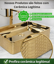 Ver imagem 3 de Cuba Pia Louça Cerâmica Apoio Banheiro 61x35cm Luxo Gold