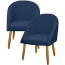 Ver imagem 1 de Kit 2 Banqueta Poltrona Lua Bouclê Ideal para Sala Penteadeira ou Salão:azul Marinho