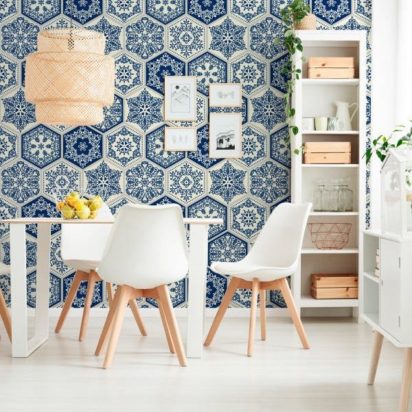 Papel de Parede Xadrez Azul e Cinza - STICKDECOR