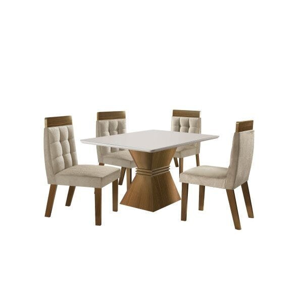 Conjunto Sala de Jantar Mesa e 4 Cadeiras Cronos Chanfro Premium Espresso Móveis - 2