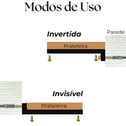 Dois Suportes para Prateleira 30cm Invisível Estilo Moderno Aço Resistente - 9