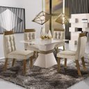 Ver imagem 1 de Conjunto Sala de Jantar Mesa e 4 Cadeiras Cronos Chanfro Premium Espresso Móveis