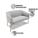 Ver imagem 3 de Sofá Namoradeira e 2 Poltronas Pé de Ferro Dourado Stella Suede D03 - D'Rossi Cor Cinza