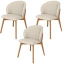 Ver imagem 1 de Kit 03 Cadeiras de Jantar e Estar Living Estofada Mia L02 Linho Palha - Lyam Decor