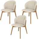 Ver imagem 1 de Kit 03 Cadeiras de Jantar e Estar Living Estofada Mia L02 Linho Palha - Lyam Decor