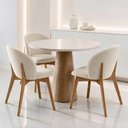 Ver imagem 2 de Kit 03 Cadeiras de Jantar e Estar Living Estofada Mia L02 Linho Palha - Lyam Decor