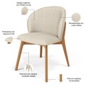 Ver imagem 5 de Kit 03 Cadeiras de Jantar e Estar Living Estofada Mia L02 Linho Palha - Lyam Decor