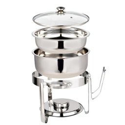 Kit 2 Rechaud Redondo Banho Maria Aço Inox 8 Litros com Tampa de Vidro Brinovar - 3