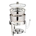 Ver imagem 3 de Kit 2 Rechaud Redondo Banho Maria Aço Inox 8 Litros com Tampa de Vidro Brinovar