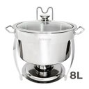 Ver imagem 2 de Kit 2 Rechaud Redondo Banho Maria Aço Inox 8 Litros com Tampa de Vidro Brinovar