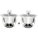 Ver imagem 1 de Kit 2 Rechaud Redondo Banho Maria Aço Inox 8 Litros com Tampa de Vidro Brinovar