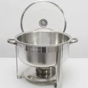 Ver imagem 5 de Kit 2 Rechaud Redondo Banho Maria Aço Inox 8 Litros com Tampa de Vidro Brinovar