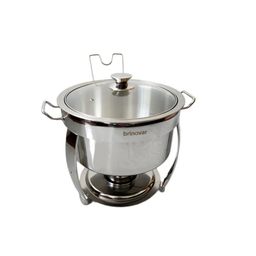 Kit 2 Rechaud Redondo Banho Maria Aço Inox 8 Litros com Tampa de Vidro Brinovar - 4